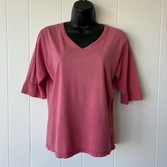 WinterSilks Pink Silk Blend V-Neck Top | Size Small - Picture 1 of 6